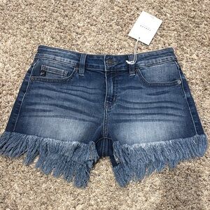 KanCan Blue Denim Fray Shorts
